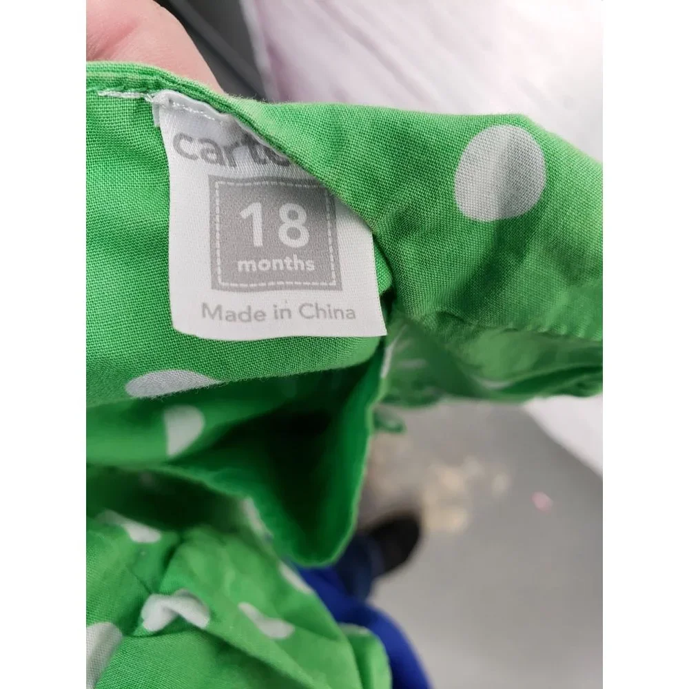Carters 18 month Green white‎ Polka dot 2 piece toddler Dress